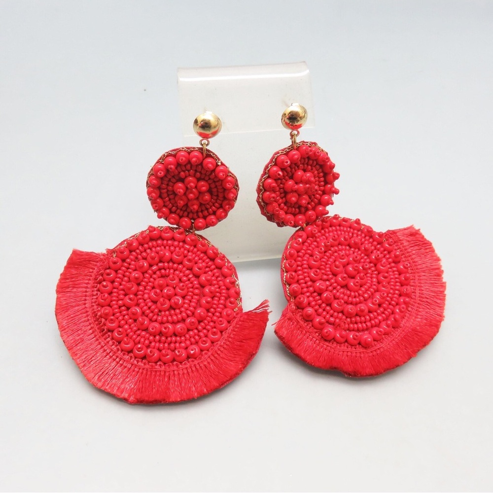 Red Beaded Earrings